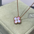 [Luxe]CLOVER 15MM DIAMOND PINK MOP NECKLACE