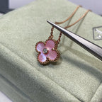 [Luxe]CLOVER 15MM DIAMOND PINK MOP NECKLACE