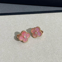 [Luxe]CLOVER MEDIUM 1 DIAMOND PINK EARRINGS