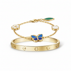 [LUXE] LOVE Brushed & Lucky Spring Butterfly 5-Motif Bracelet Stack Set
