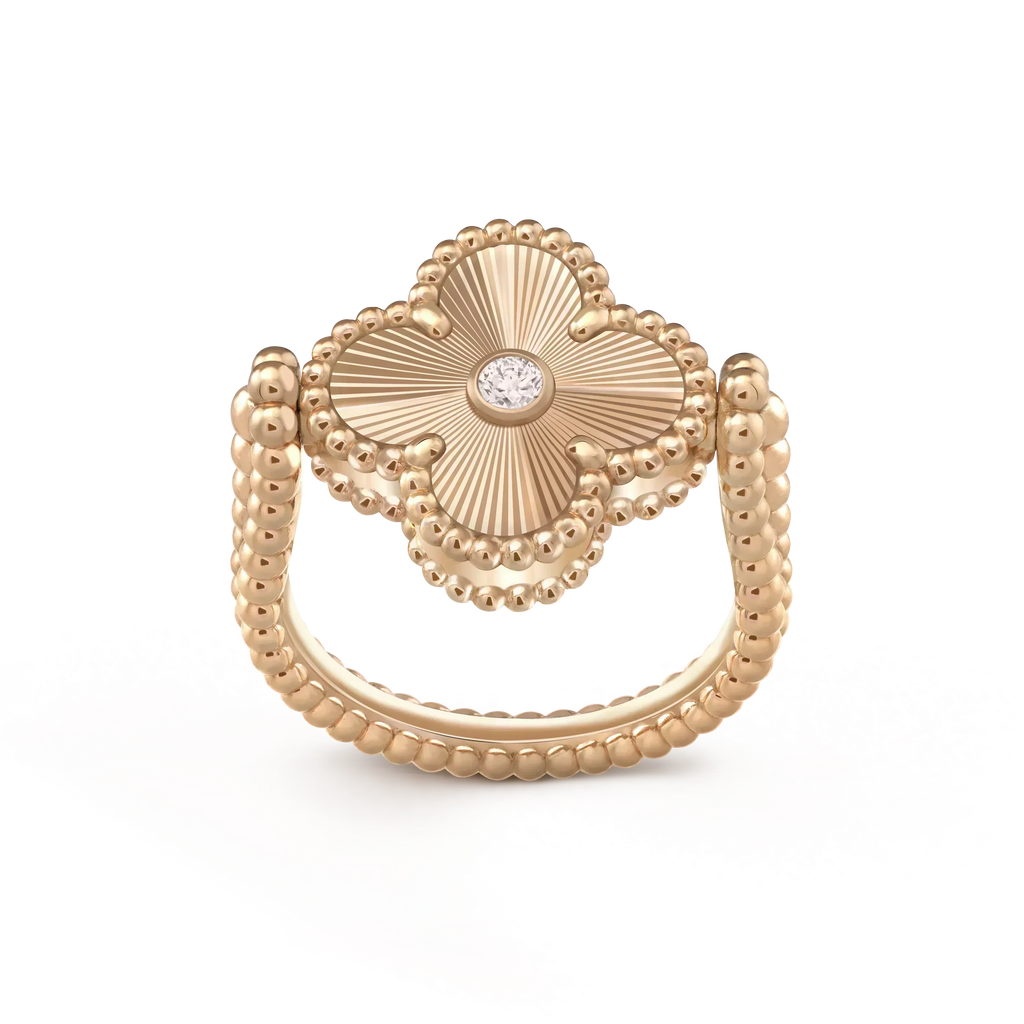 [Luxe]CLOVER RIVERSIBLE PINK GOLD RING