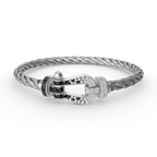 [Luxe]FORCE LARGE HORSESHOE BLACK WHITE DIAMOND BRACELET SILVER