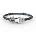 [Luxe]FORCE LARGE HORSESHOE BLACK WHITE DIAMOND BRACELET SILVER
