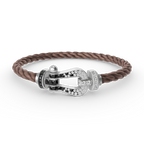 [Luxe]FORCE LARGE HORSESHOE BLACK WHITE DIAMOND BRACELET SILVER