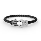 [Luxe]FORCE LARGE HORSESHOE BLACK WHITE DIAMOND BRACELET SILVER
