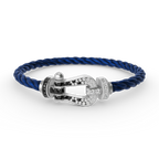 [LUXE]Pave Gemstone Love &Force Large Horseshoe Diamond Duo Bracelet Stack Set