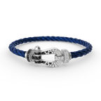 [LUXE]Pave Gemstone Love &Force Large Horseshoe Diamond Duo Bracelet Stack Set