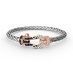[Luxe]FORCE LARGE HORSESHOE BLACK WHITE DIAMOND BRACELET ROSE GOLD