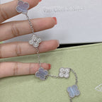 [Luxe] CLOVER 5 MOTIF PURPLE CHALCEDONY BRACELET COLLECTION