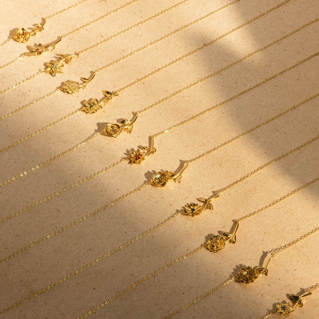 Flower Birthstone Necklace
