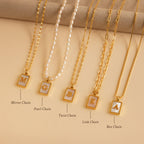 Pearl Initial Tag Necklace