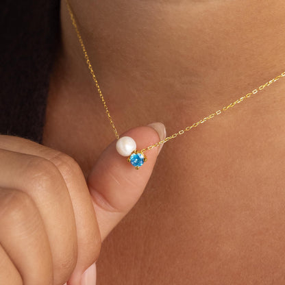 Pearl & Birthstone Necklace