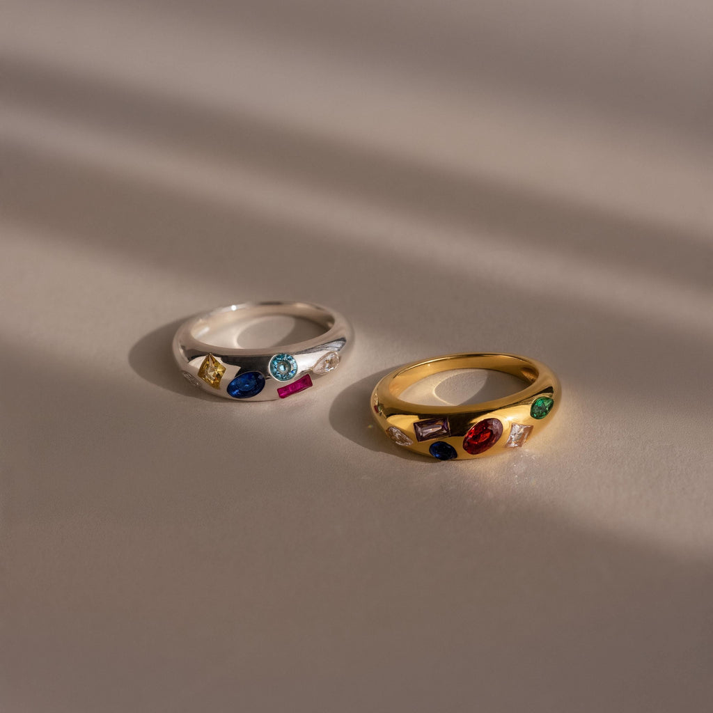 Mixed Birthstone Dome Ring