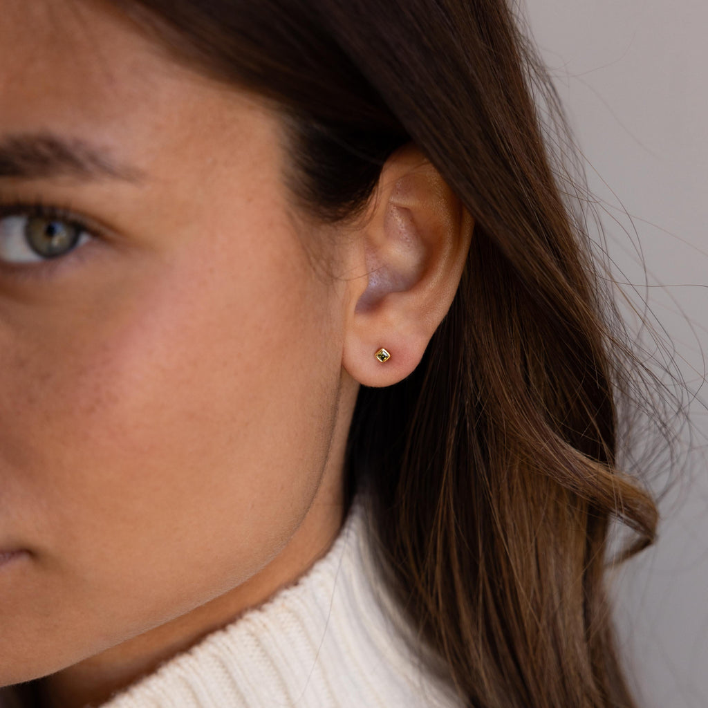 Square Bezel Birthstone Flatback Studs