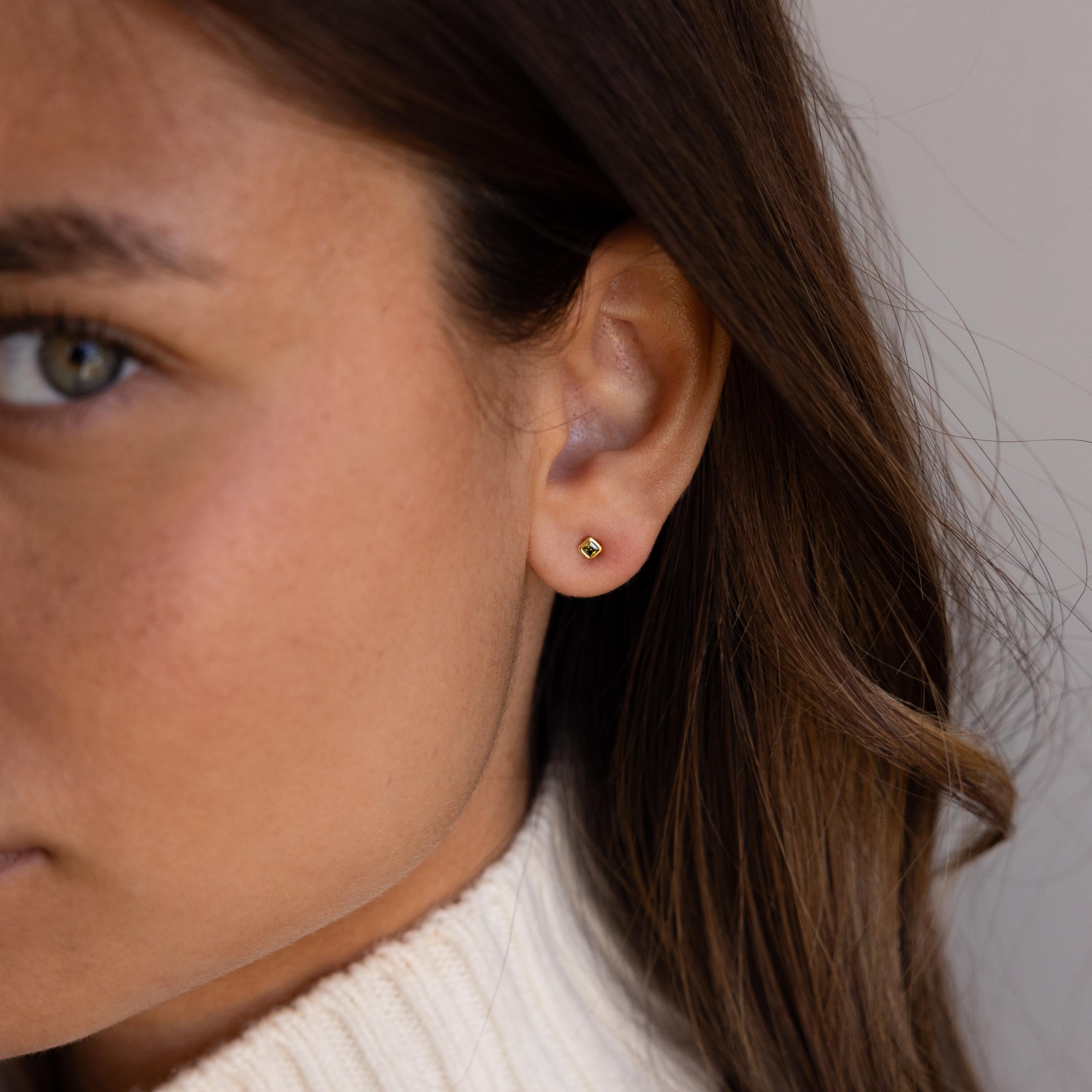 Square Bezel Birthstone Flatback Studs