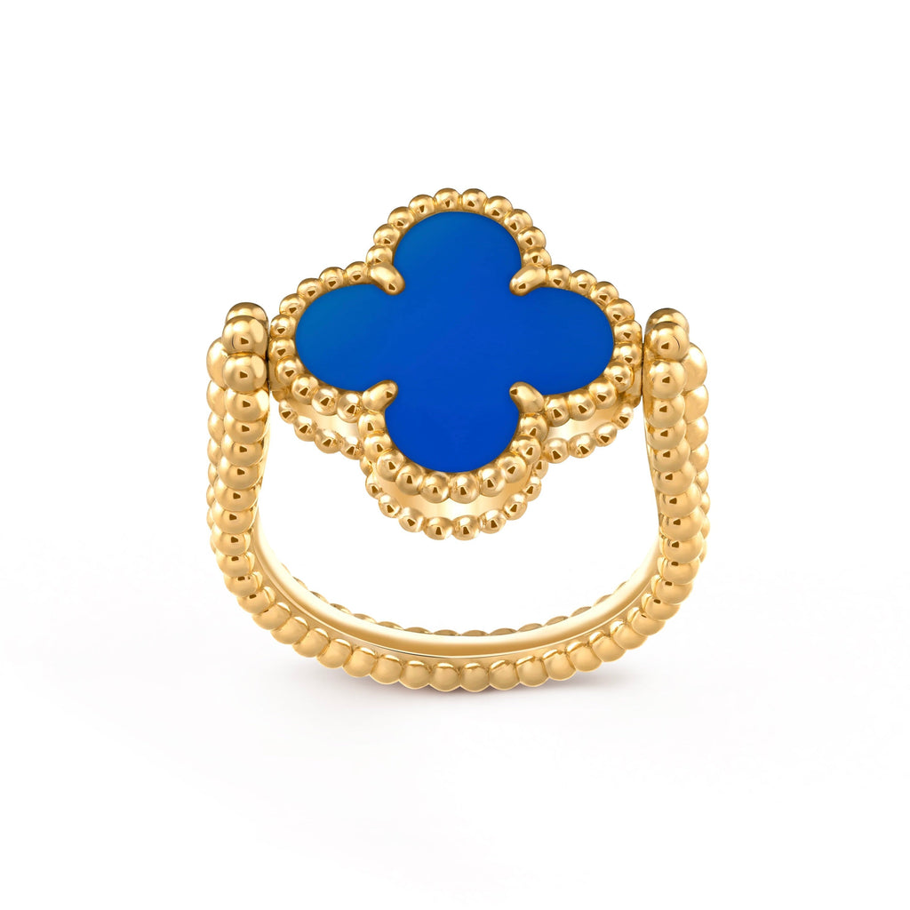 [Luxe]CLOVER RIVERSIBLE BLUE AGATE RING