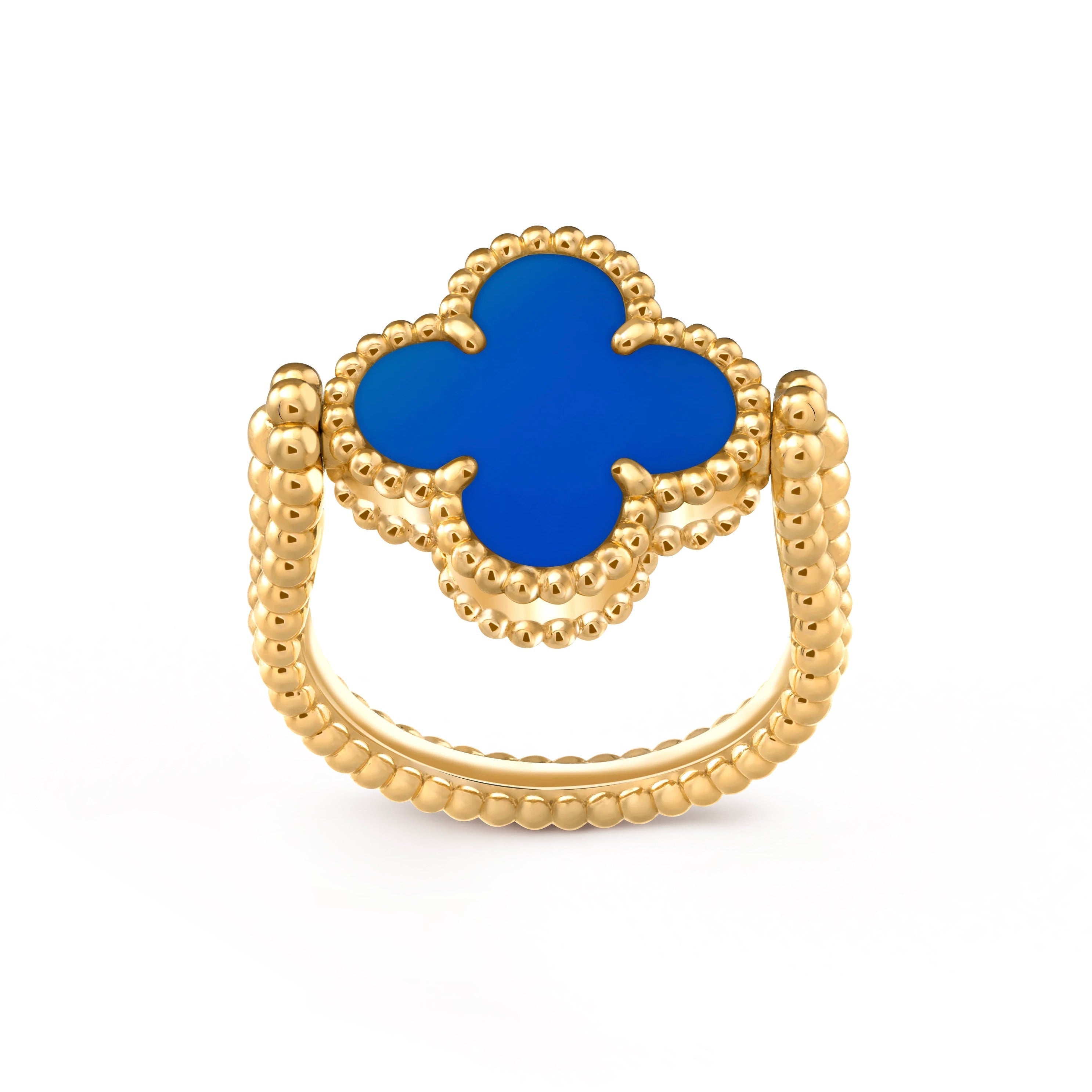 [Luxe]CLOVER RIVERSIBLE BLUE AGATE RING