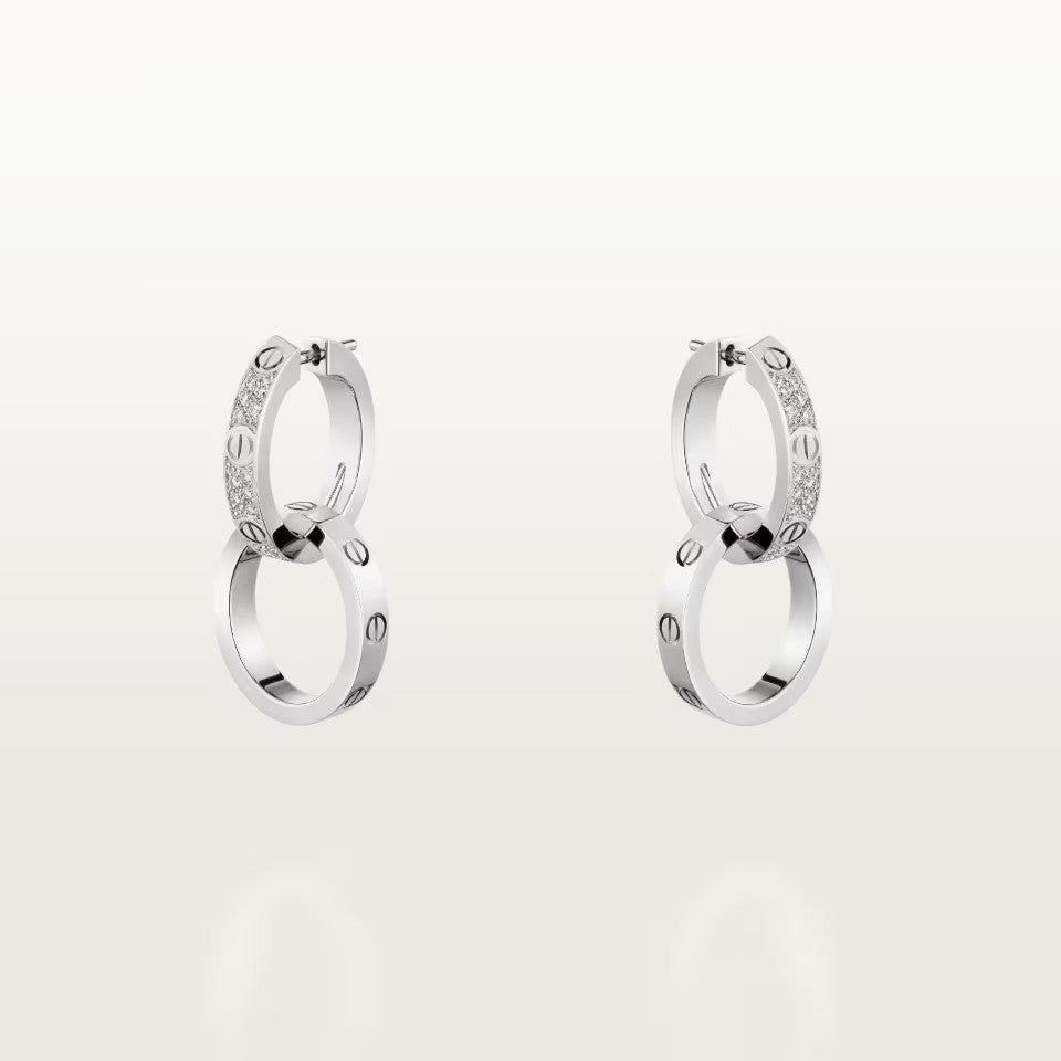 [Luxe Jewelry]LOVE 3.3MM DANGLE HALF DIAMOND EARRINGS