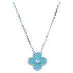 [Luxe]CLOVER 15MM DIAMOND SVRES PORCELAIN  NECKLACE SILVER