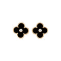 [Luxe]CLOVER MEDIUM 1 MOTIFS ONYX DIAMOND EARRINGS
