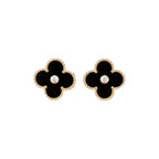 [Luxe]CLOVER MEDIUM 1 MOTIFS ONYX DIAMOND EARRINGS