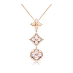 [Luxe] COLLIER LARIAT COLOR BLOSSOM OR ROSE NACRE BLANCHE ET DIAMANT