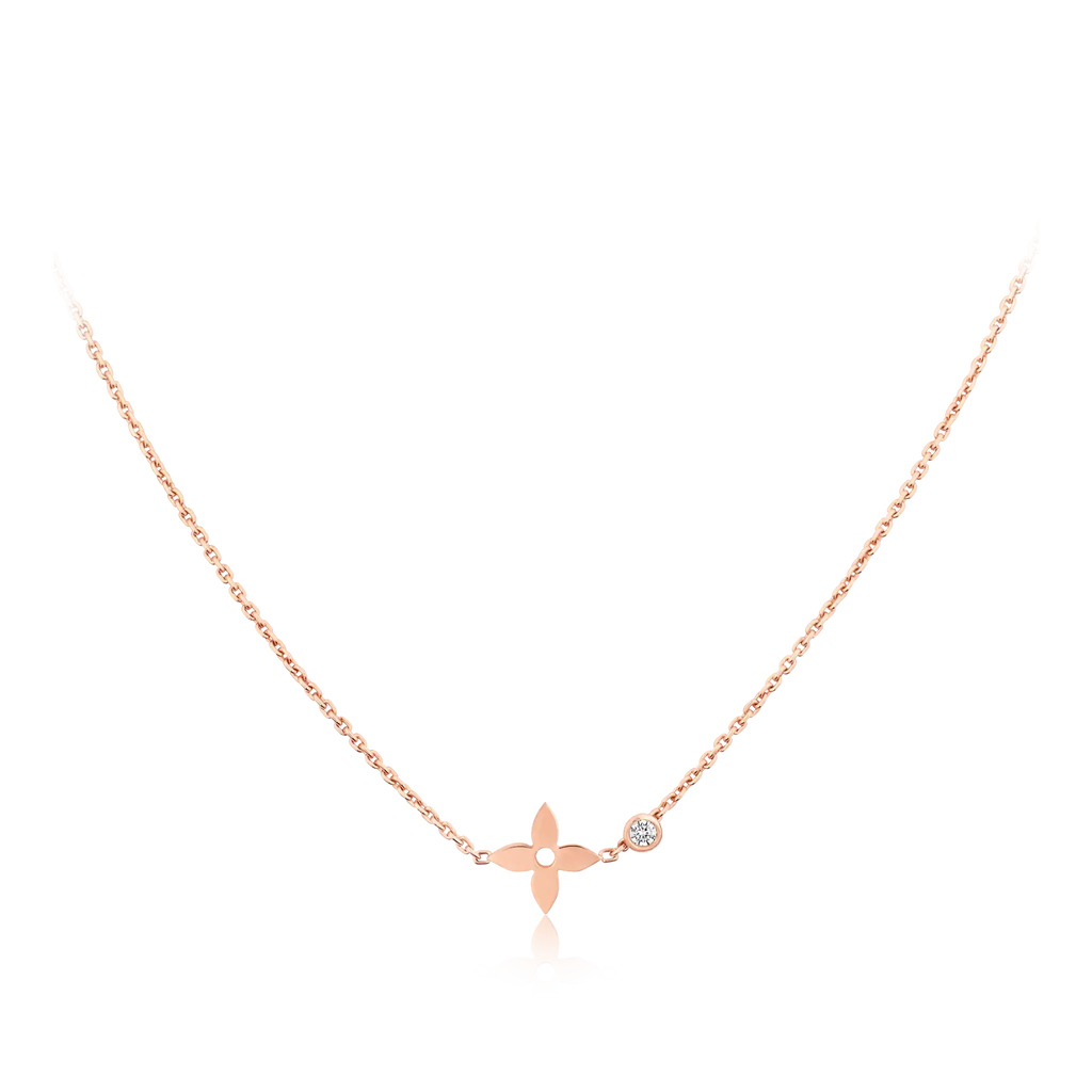 [Luxe]PENDENTIF BLOSSOM OR ROSE ET DIAMANT