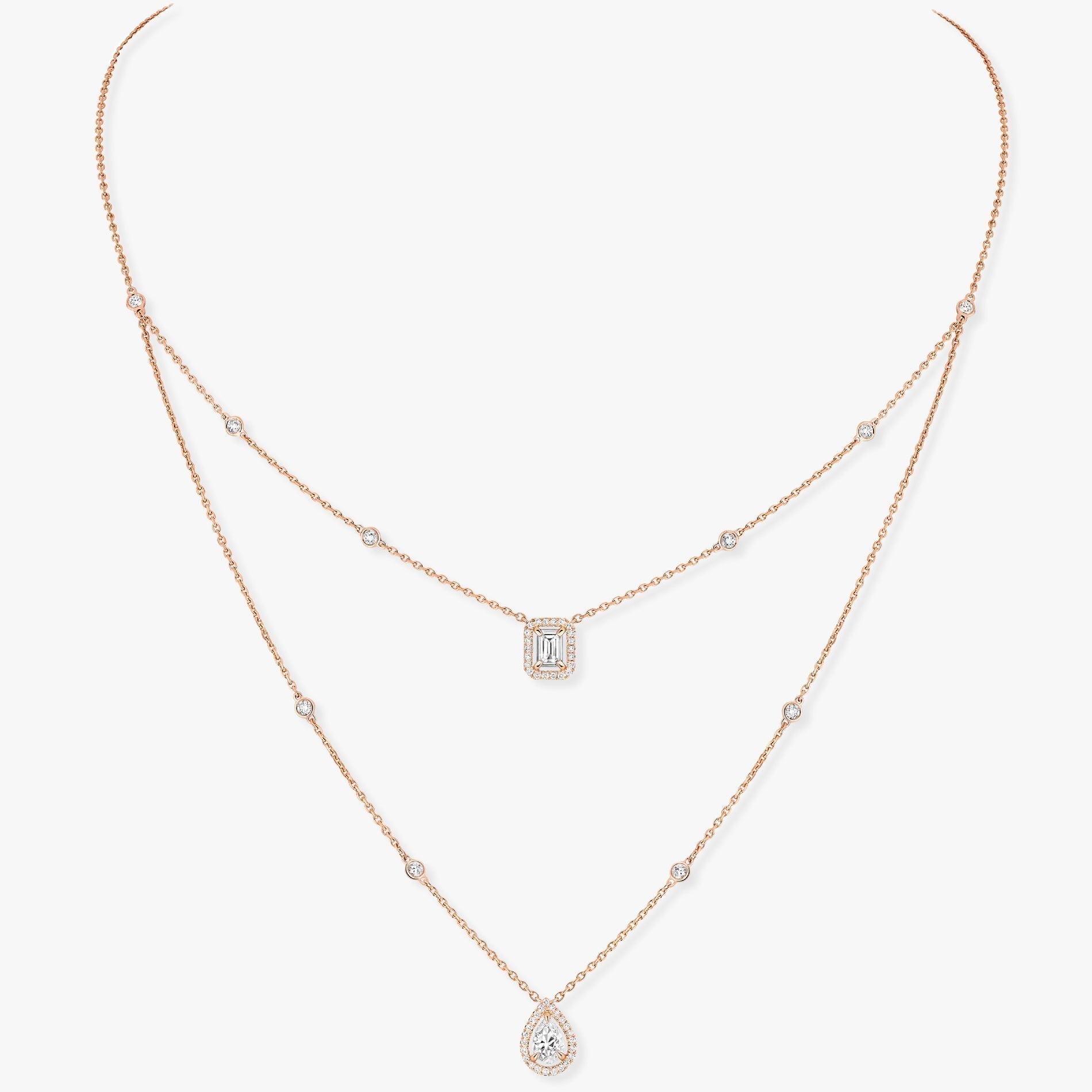 [LUXE]MY TWIN 2 ROW DIAMOND NECKLACE