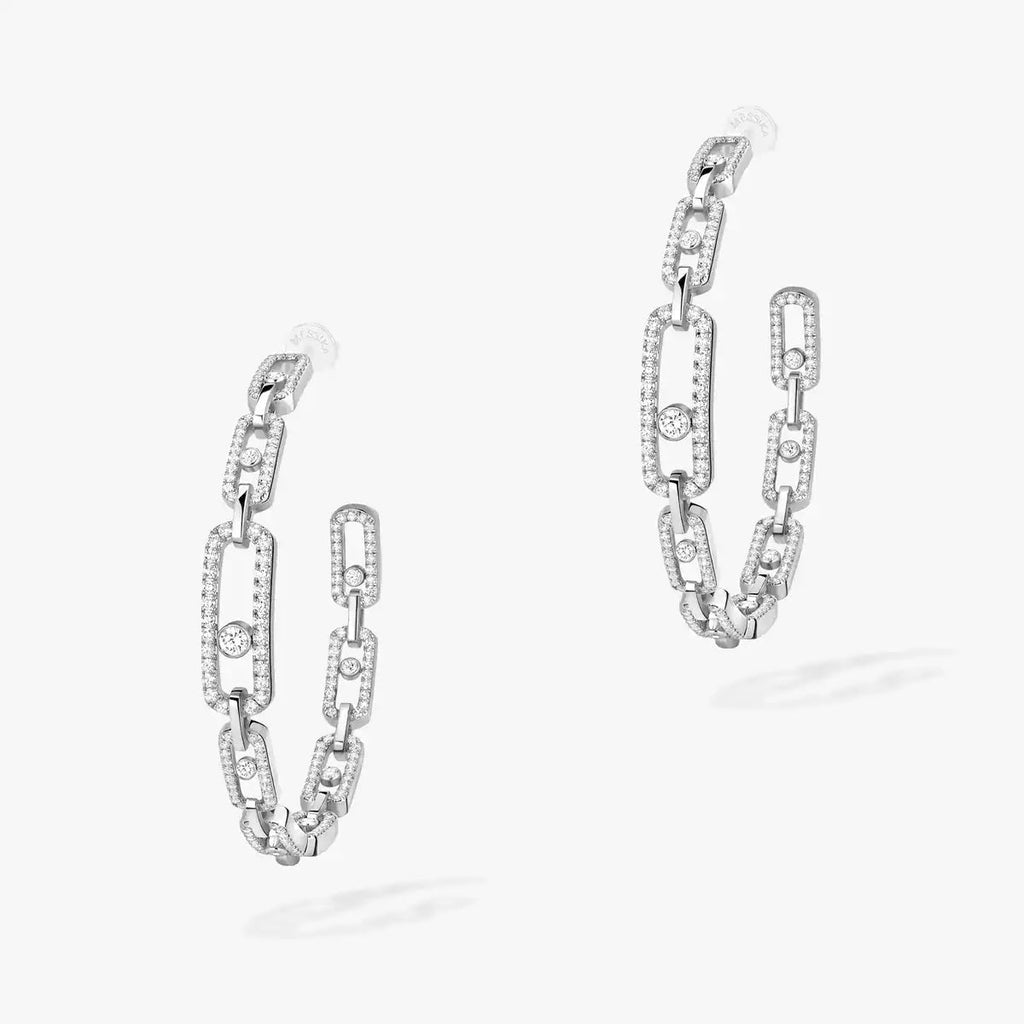 [[LUXE]Move Link Diamond Hoop Earrings