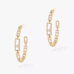 [[LUXE]Move Link Diamond Hoop Earrings