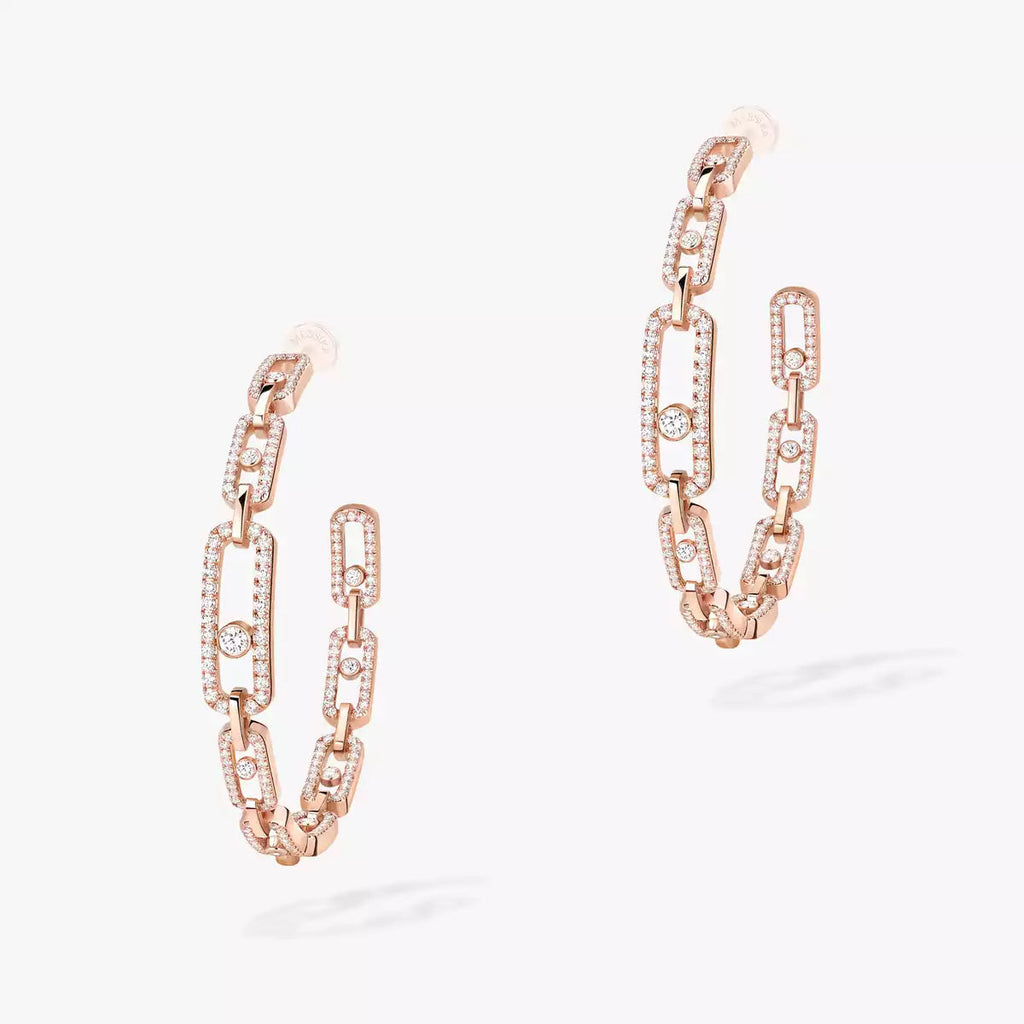 [[LUXE]Move Link Diamond Hoop Earrings