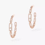 [[LUXE]Move Link Diamond Hoop Earrings