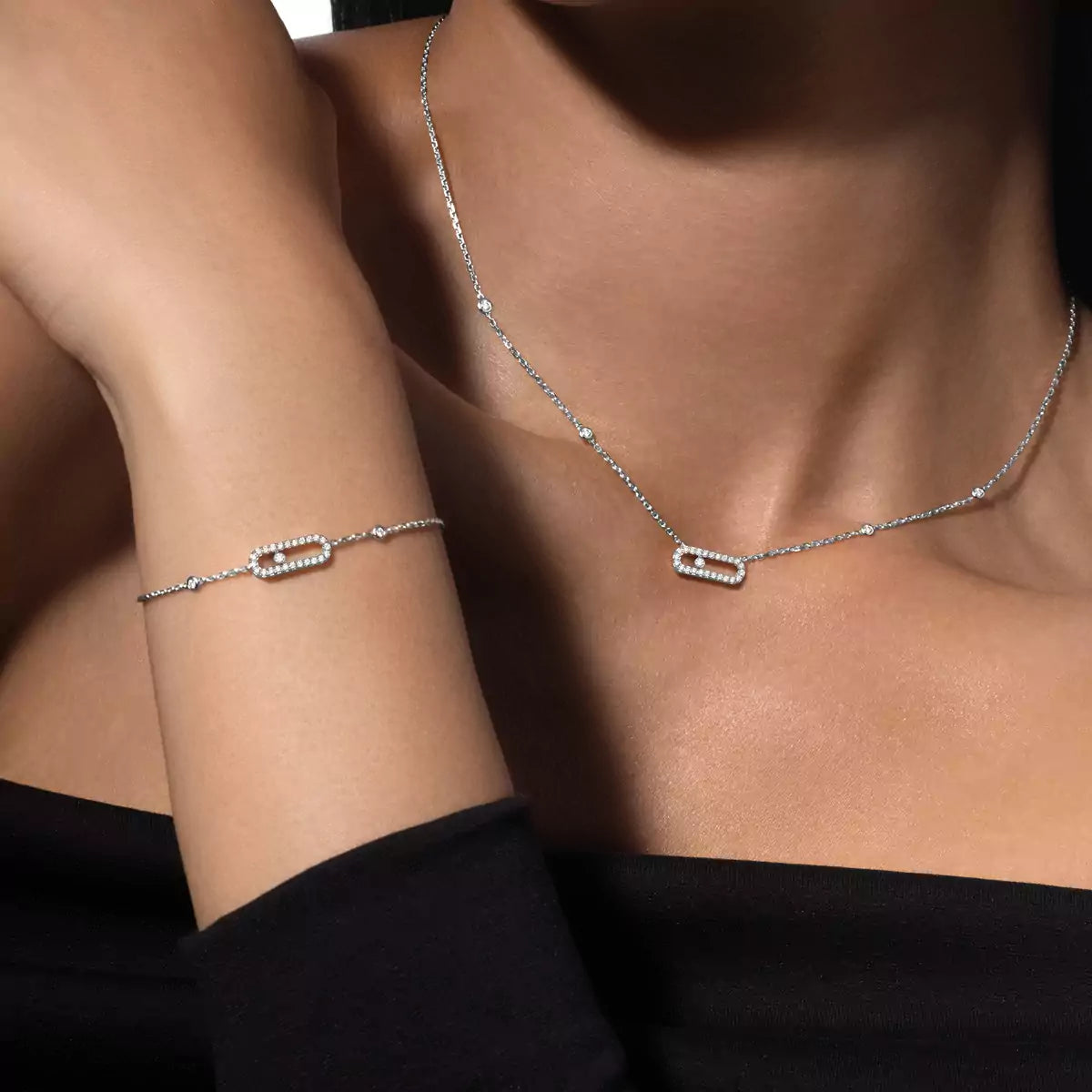 [LUXE]Diamond Necklace Move Uno