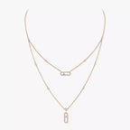 [LUXE]2 Rows Rose Gold Diamond Pave_ Necklace Move Uno