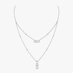 [LUXE]2 Rows Rose Gold Diamond Pave_ Necklace Move Uno
