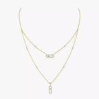 [LUXE]2 Rows Rose Gold Diamond Pave_ Necklace Move Uno