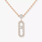 [LUXE]2 Rows Rose Gold Diamond Pave_ Necklace Move Uno
