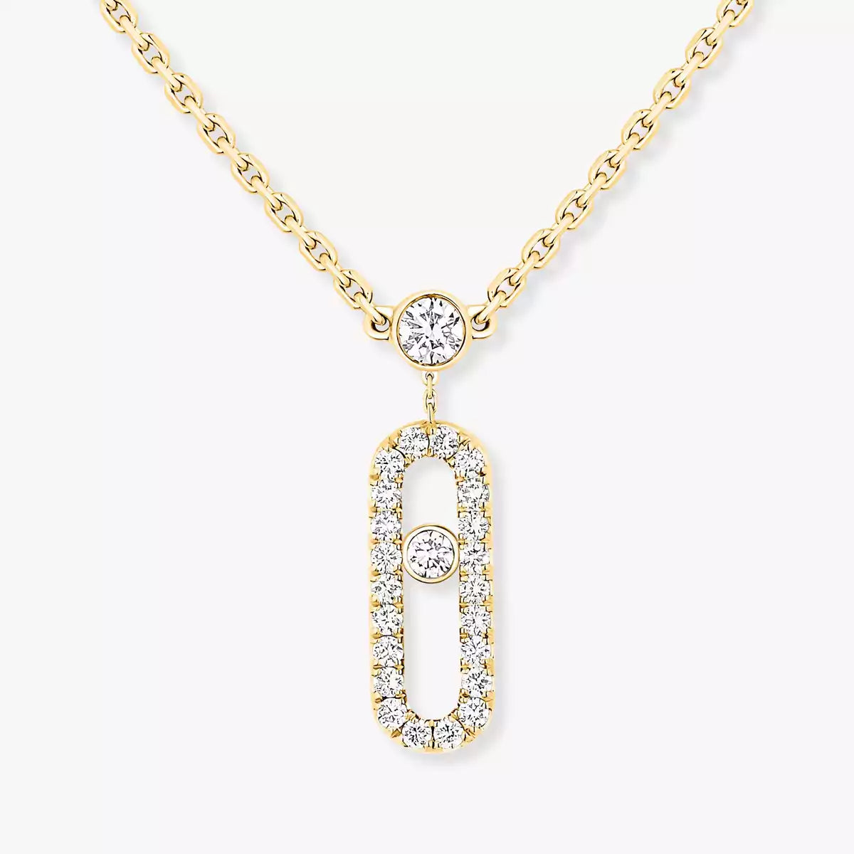 [LUXE]2 Rows Rose Gold Diamond Pave_ Necklace Move Uno