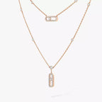 [LUXE]2 Rows Rose Gold Diamond Pave_ Necklace Move Uno
