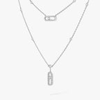 [LUXE]2 Rows Rose Gold Diamond Pave_ Necklace Move Uno