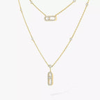 [LUXE]2 Rows Rose Gold Diamond Pave_ Necklace Move Uno