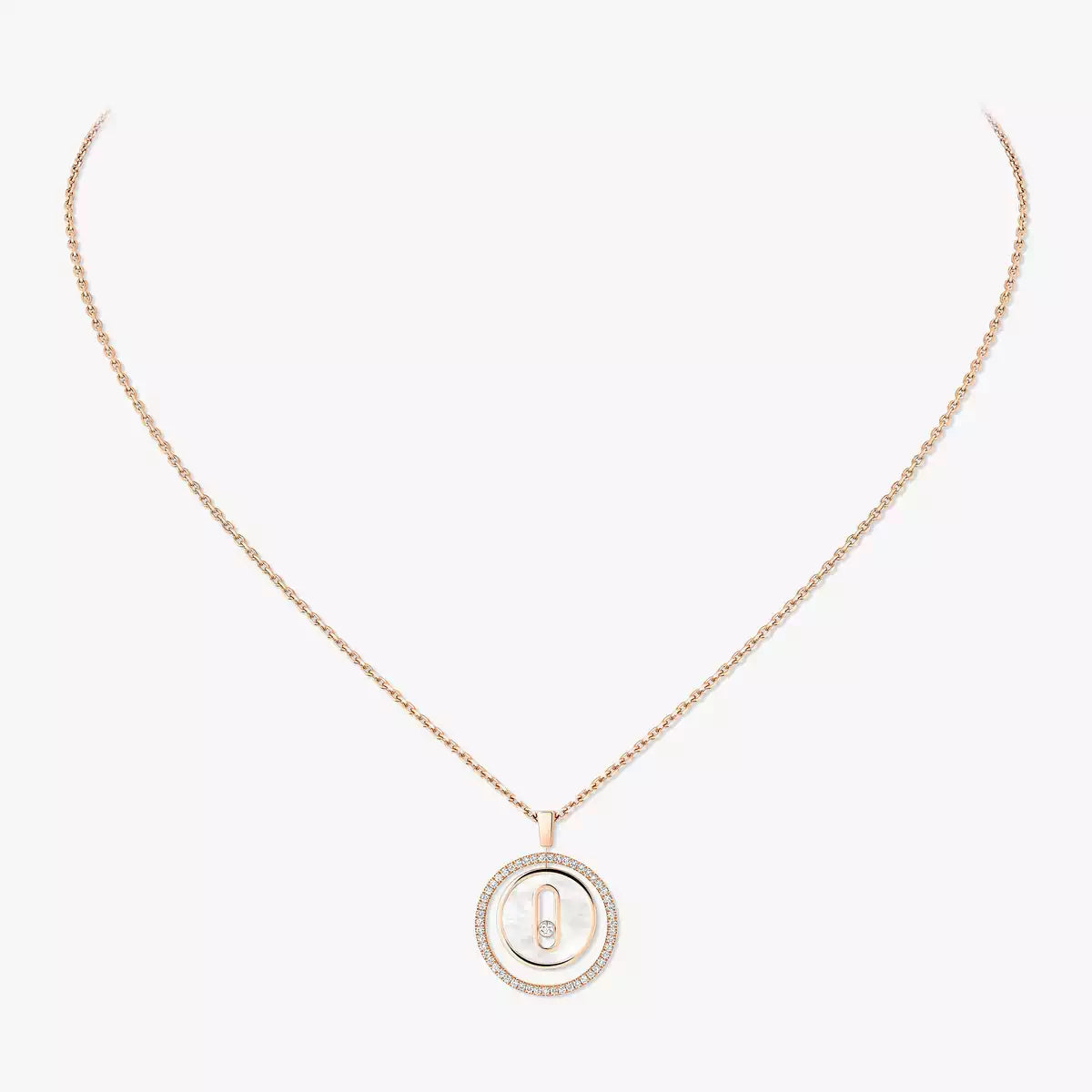[LUXE]Lucky Move Diamond Necklace in Rose Gold and White Mother-of-Pearl