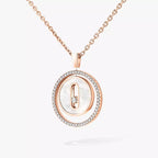 [LUXE]Lucky Move Diamond Necklace in Rose Gold and White Mother-of-Pearl