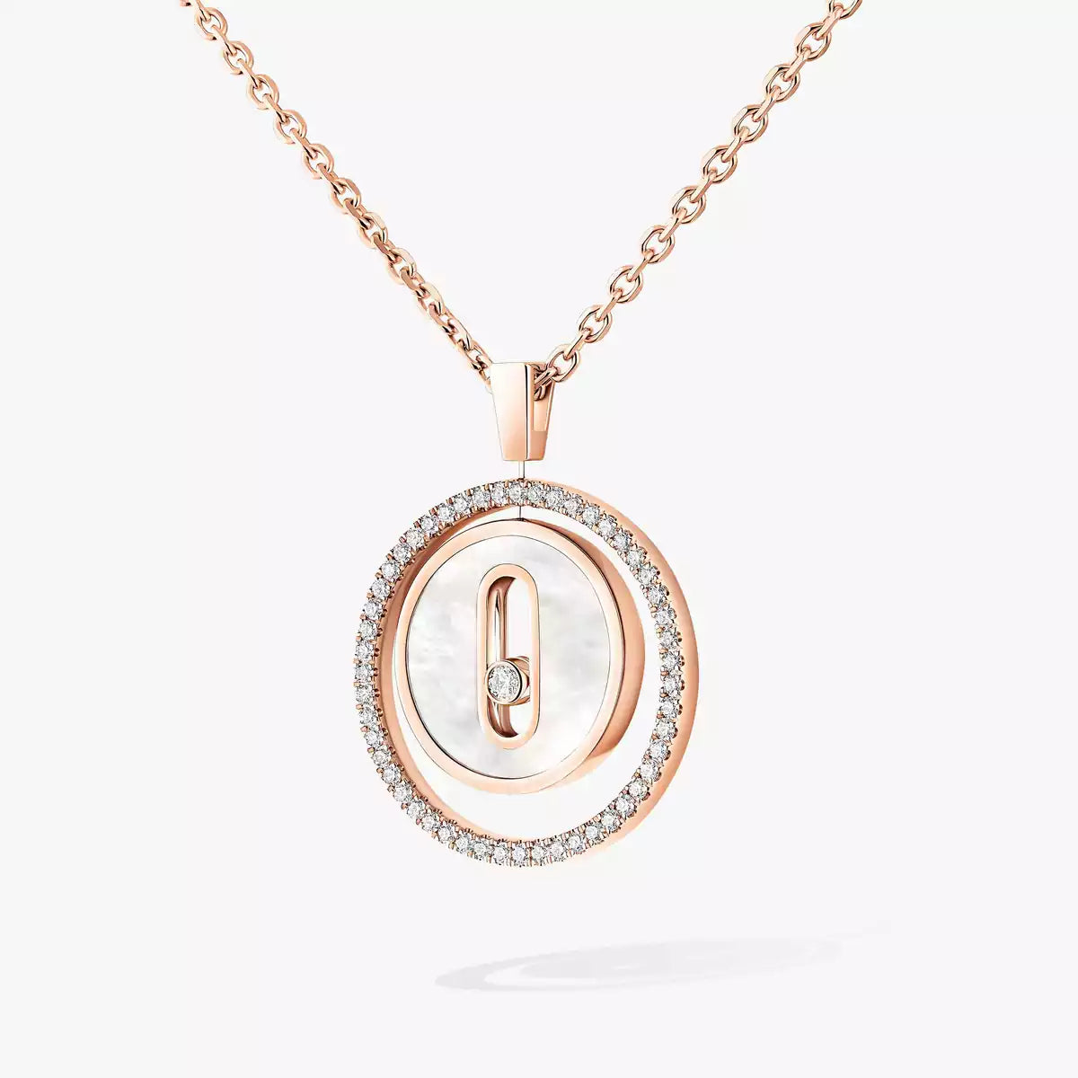 [LUXE]Lucky Move Diamond Necklace in Rose Gold and White Mother-of-Pearl