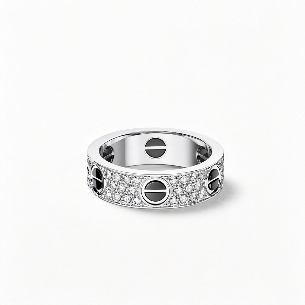 [Luxe Jewelry]LOVE RING 5.5MM DIAMONDS PAVED CERAMIC