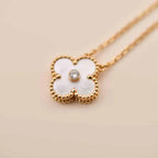 [Luxe]CLOVER 15MM DIAMOND WHITE FRITILLARIA NECKLACE