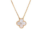 [Luxe]CLOVER 15MM DIAMOND WHITE FRITILLARIA NECKLACE