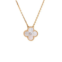 [Luxe]CLOVER 15MM DIAMOND WHITE FRITILLARIA NECKLACE