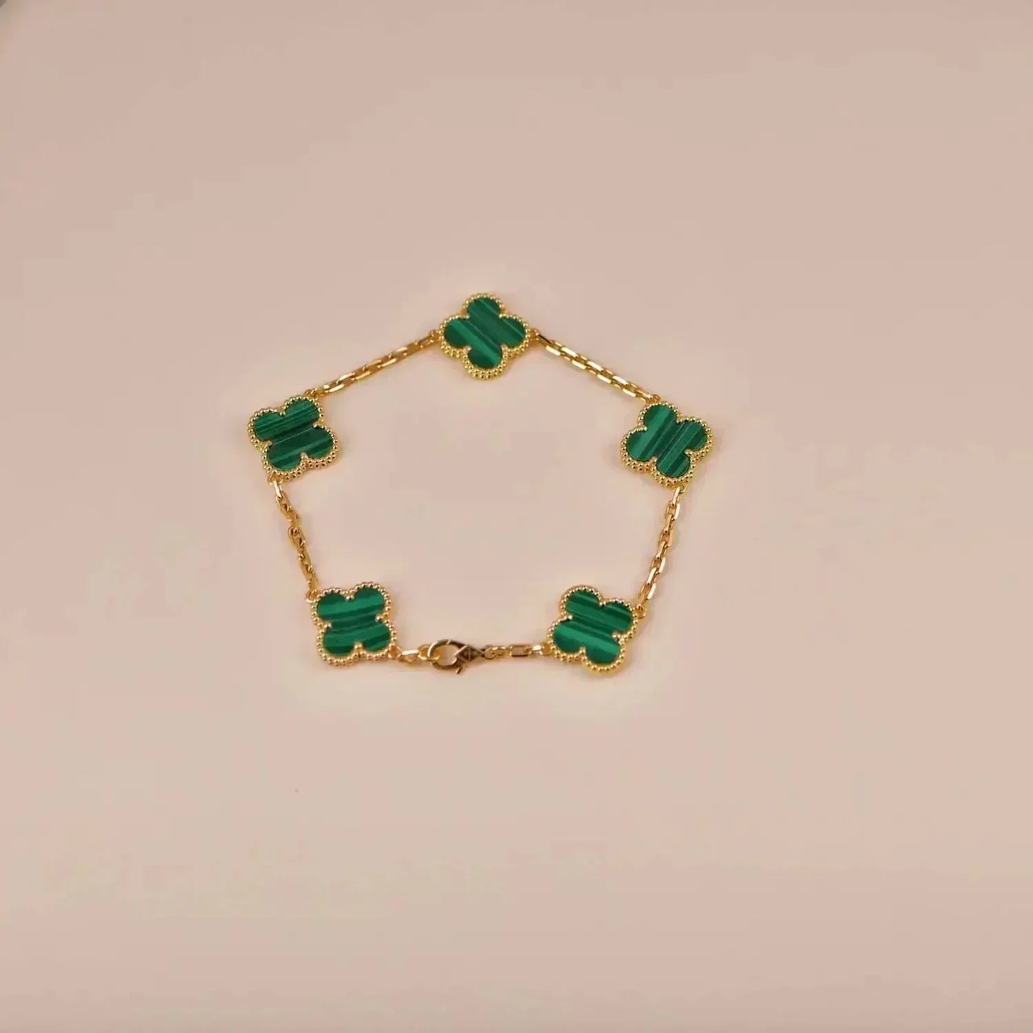 [Luxe] CLOVER 5 MOTIF MALACHITE BRACELET COLLECTION