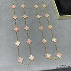 [Luxe]CLOVER 10 MOTIFS PINK MOP NECKLACE